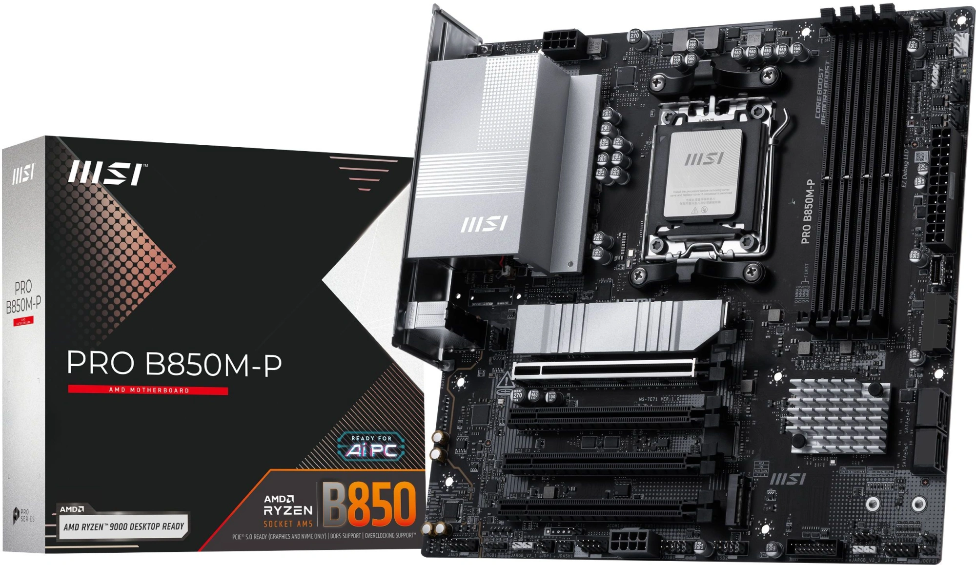 Материнская плата MSI PRO B850M-P Socket AM5 AMD B850 4xDDR5 mATX AC`97 8ch(7.1) 5Gigabit RAID+HDMI+DP