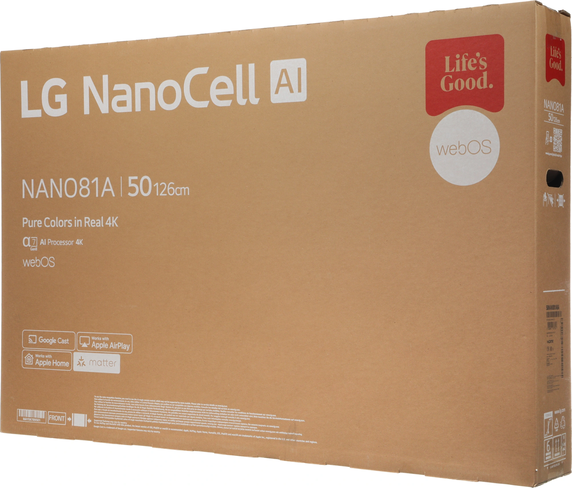 Телевизор LED LG 50" 50NANO81A6A.ARUG черный 4K Ultra HD 60Hz DVB-T DVB-T2 DVB-C DVB-S DVB-S2 USB WiFi Smart TV