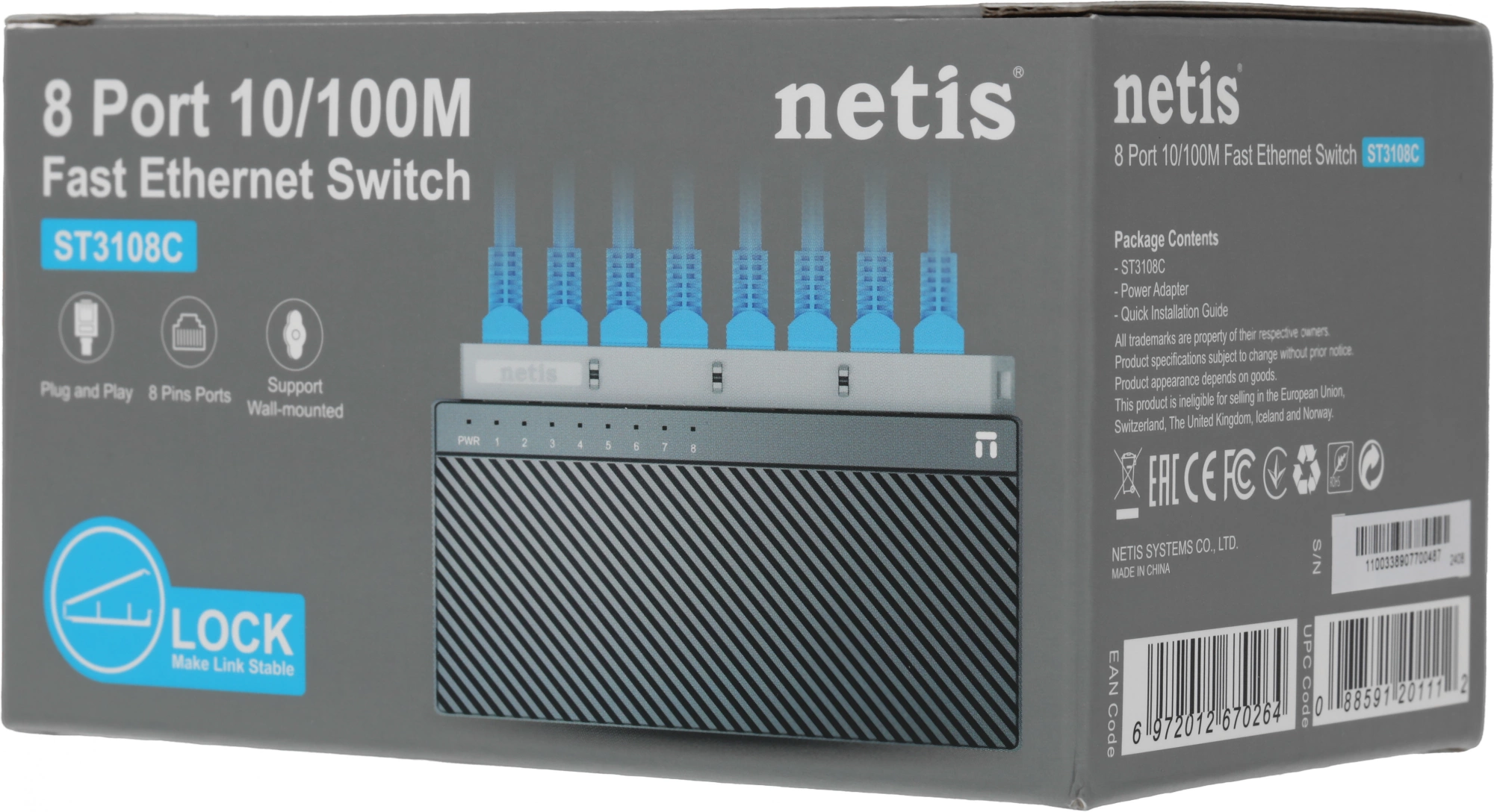 Коммутатор Netis ST3108C (L2) 8x100Мбит/с неуправляемый