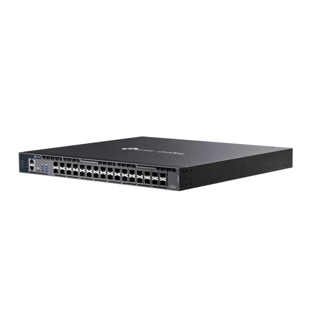 SX6632YF - Omada 26-портовый 10G управляемый стекируемый коммутатор агрегации L3 с 6 слотами 25G SFP28. Порты: 26 х слотов 10G SFP+, 6 х слотов 25G SFP28, консольный порт RJ45/USB Type-C, Management-порт, 2 х порта USB 3.0, TP-link