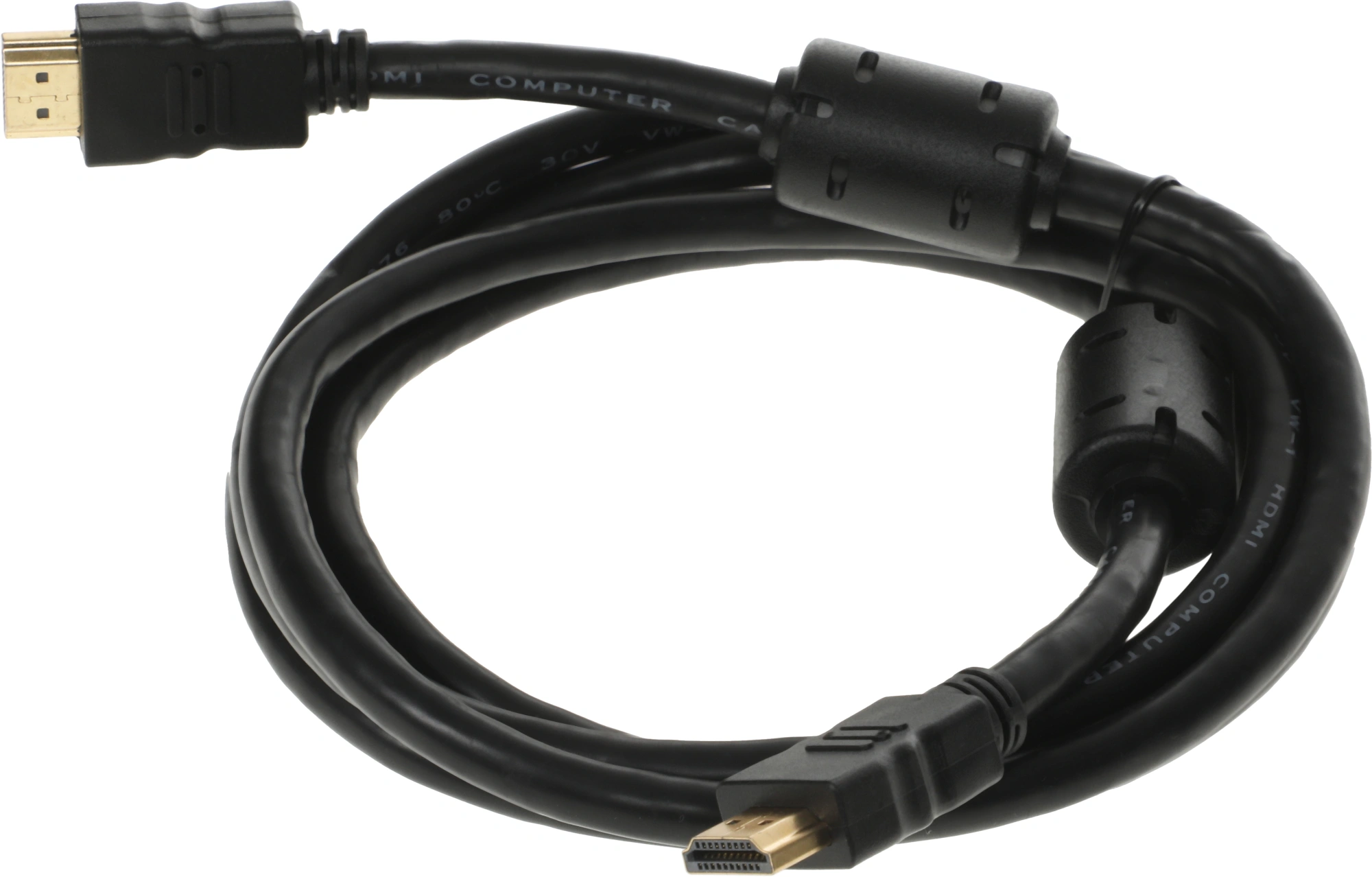 Кабель аудио-видео Buro HDMI 1.4 HDMI (m)/HDMI (m) 1.8м. феррит.кольца черный (HDMI-19M/19M-1.8M-MG)