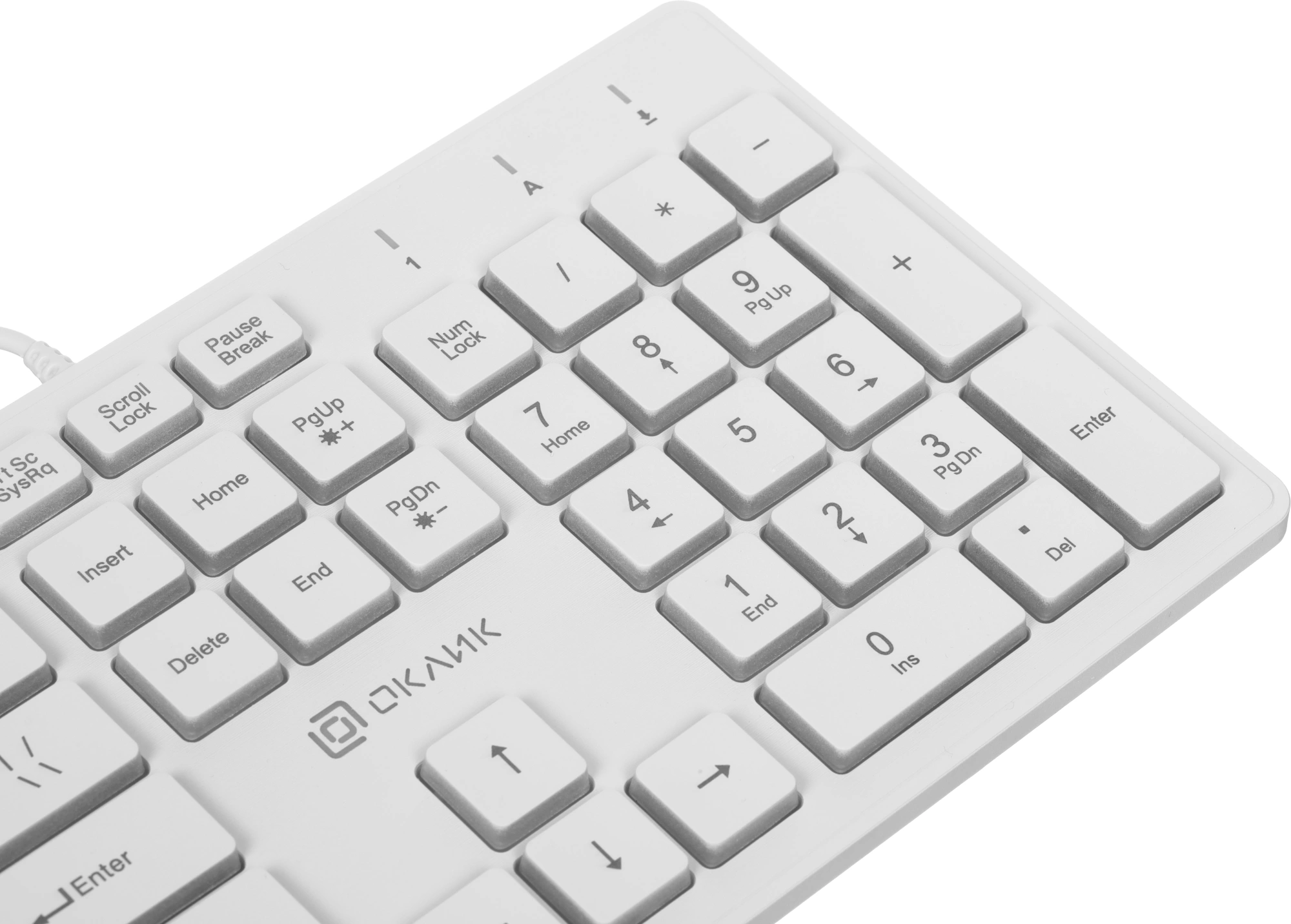 Клавиатура Оклик 550ML белый USB slim Multimedia LED