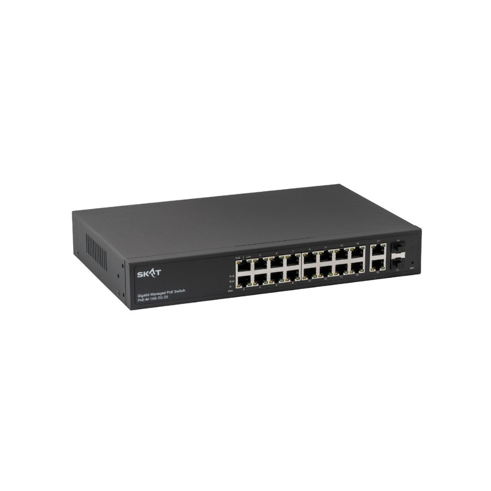 4091 SKAT PoE-M-16G-2G-2S - Управляемый L2+ коммутатор PoE Plus, 300Вт, порты: 16-Ethernet, 2-Uplink, 2-SFP