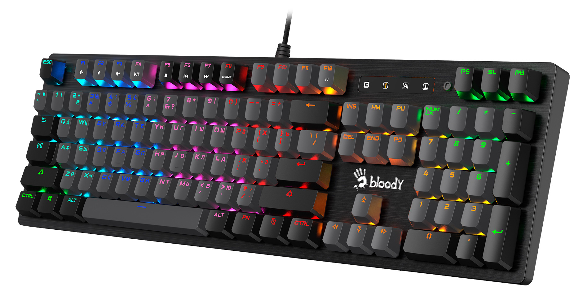 Клавиатура A4Tech B820R Dual Color механическая черный/серый USB for gamer LED (B820R GREY (BLUE SWITCH)) кабель 1.8м