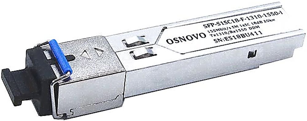 SFP-S1SC18-F-1310-1550-I - Оптический SFP Модуль промышленный OSNOVO. Одно волокно Single Mode. Скорость: до 155 мбит/c.