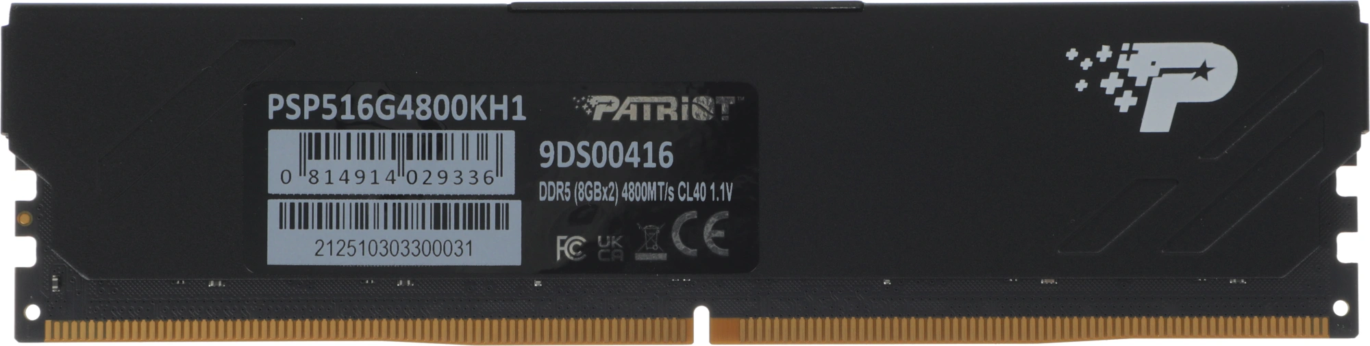 Память DDR5 2x8GB 4800MHz Patriot PSP516G4800KH1 Signature Premium RTL PC5-38400 CL40 DIMM 288-pin 1.1В kit single rank с радиатором Ret