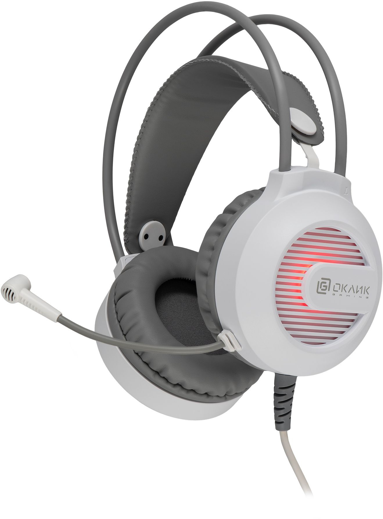 Наушники с микрофоном Оклик HS-L300G белый 2.2м мониторные оголовье (1796952)