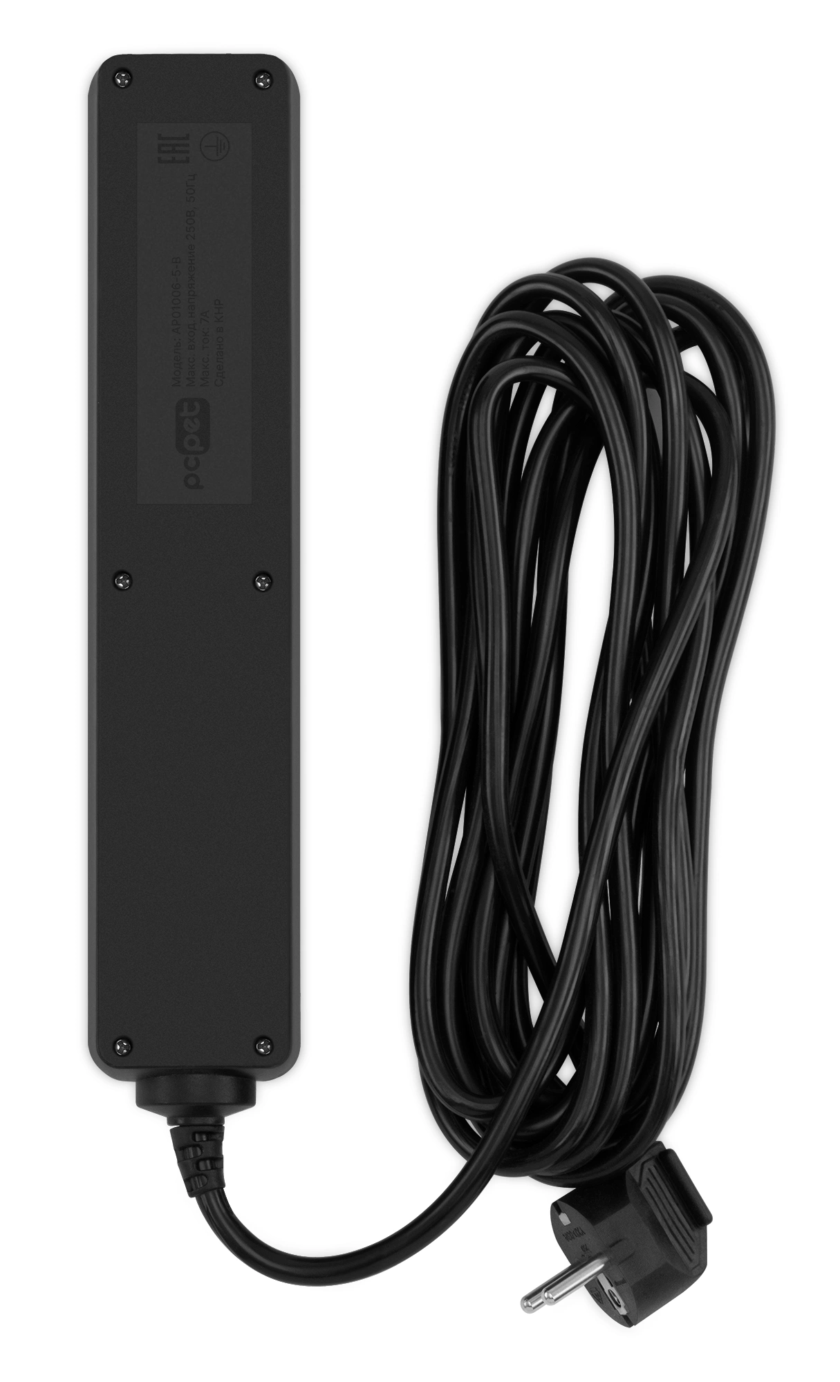 Сетевой фильтр PC Pet AP01006-5-B 5м (5 розеток) черный (пакет ПЭ)