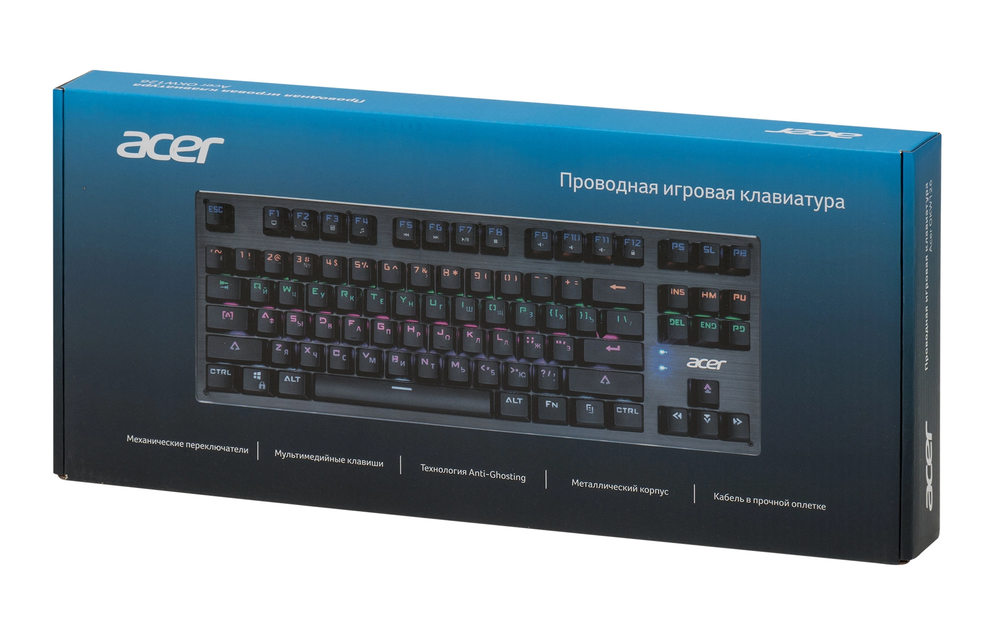 Клавиатура Acer OKW126 механическая черный USB Multimedia for gamer для ноутбука LED (ZL.KBDEE.00G) кабель 1.8м
