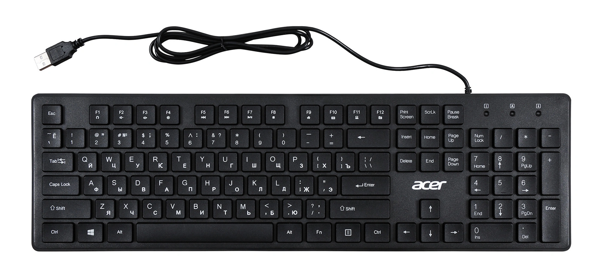 Клавиатура Acer OKW020 черный USB slim Multimedia (ZL.KBDEE.001) кабель 1.5м