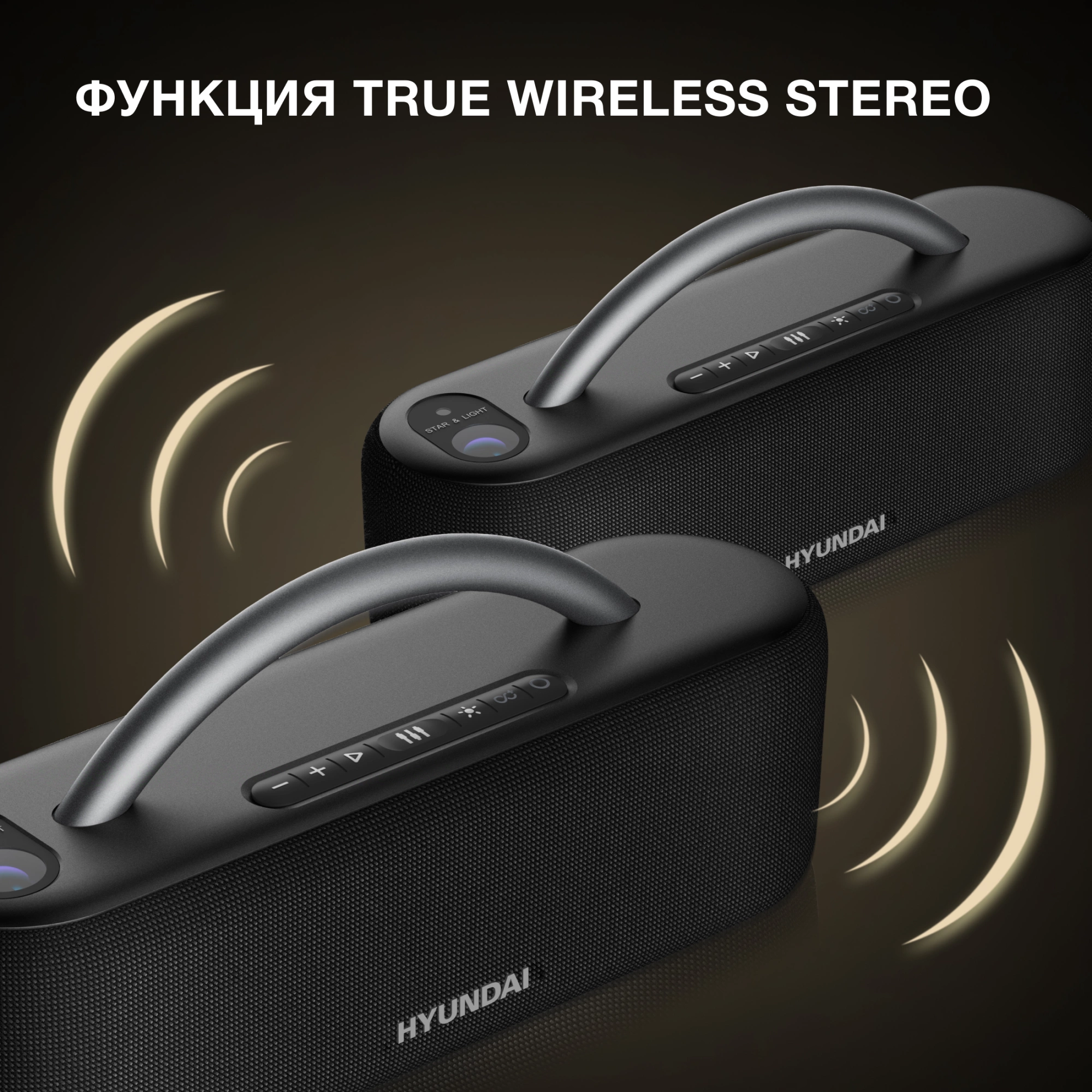 Колонка порт. Hyundai Select H-PS1028 черный 60W 2.0 BT 10м 4400mAh