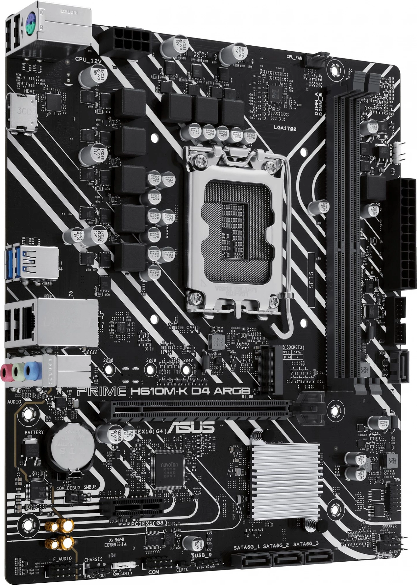 Материнская плата Asus PRIME H610M-K D4 ARGB Soc-1700 Intel H610 2xDDR4 mATX AC`97 8ch(7.1) GbLAN+HDMI