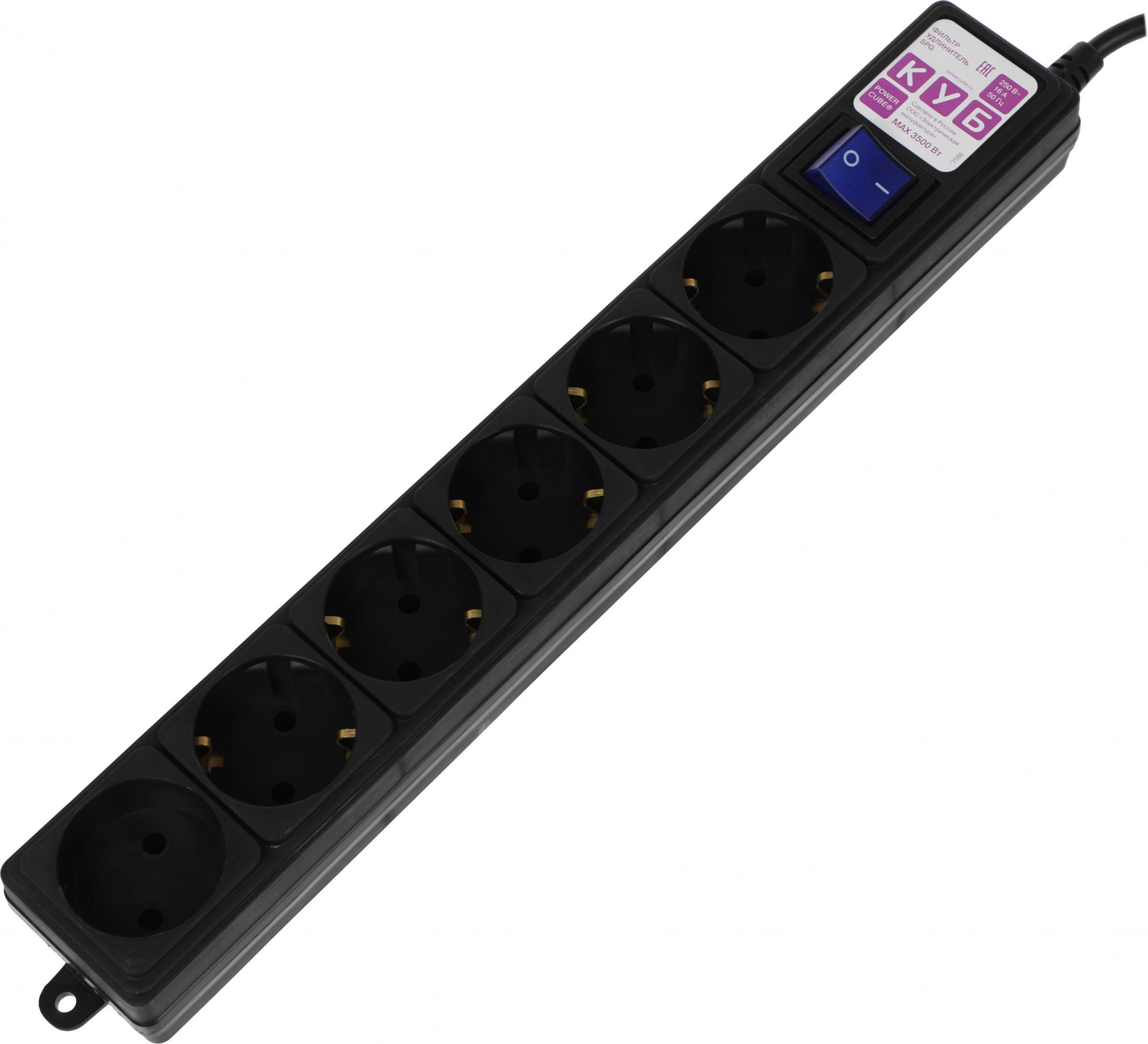 Сетевой фильтр Powercube SPG6-B1,9M 1.9м (6 розеток) черный (коробка)