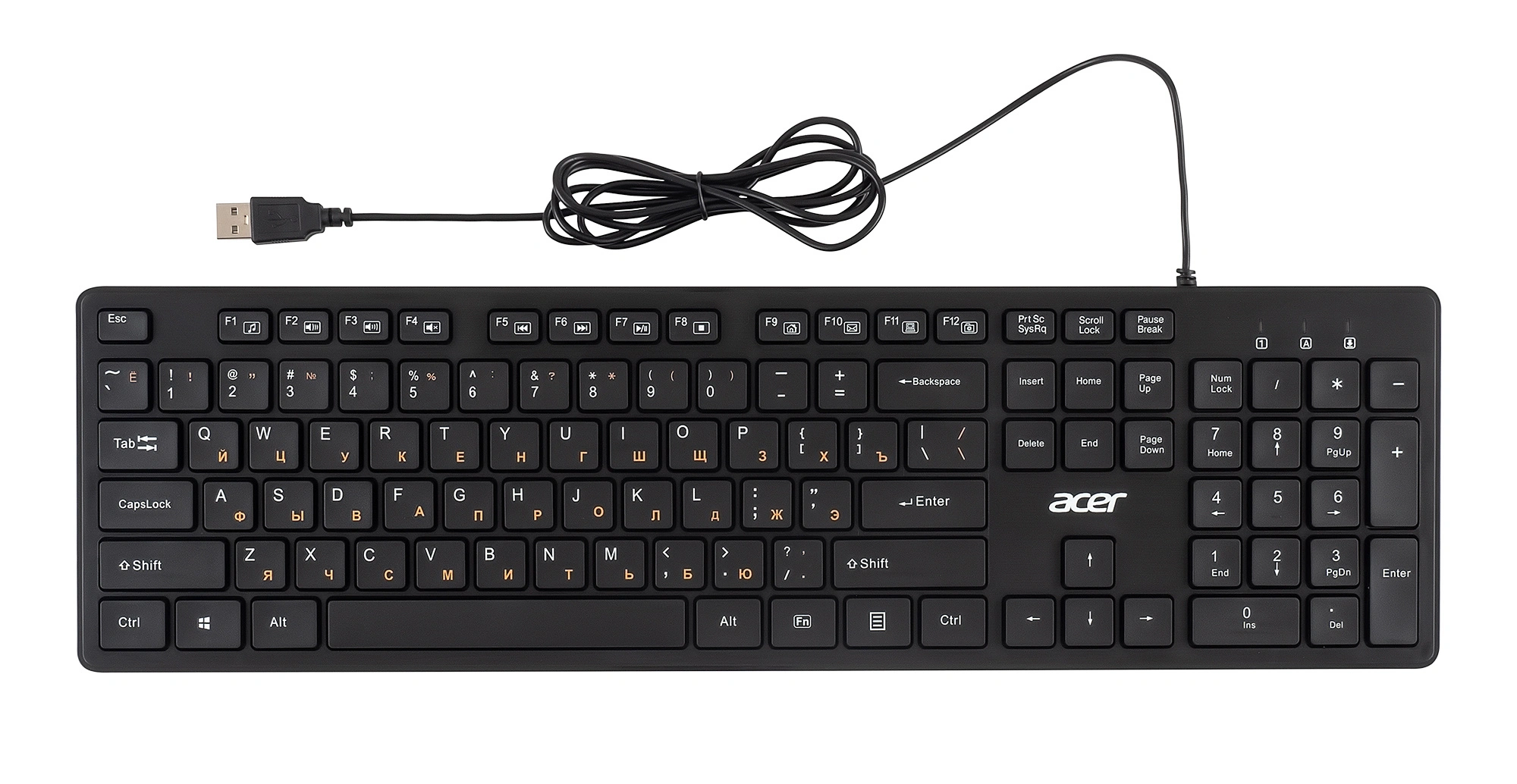 Клавиатура Acer OKW122 черный USB Multimedia (ZL.KBDEE.00C) кабель 1.5м