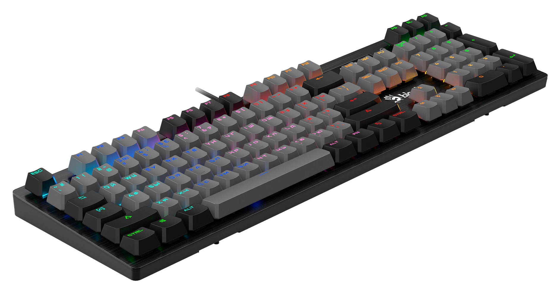 Клавиатура A4Tech B828N черный/серый USB for gamer LED (B828N (GREY+BLACK)) кабель 1.8м
