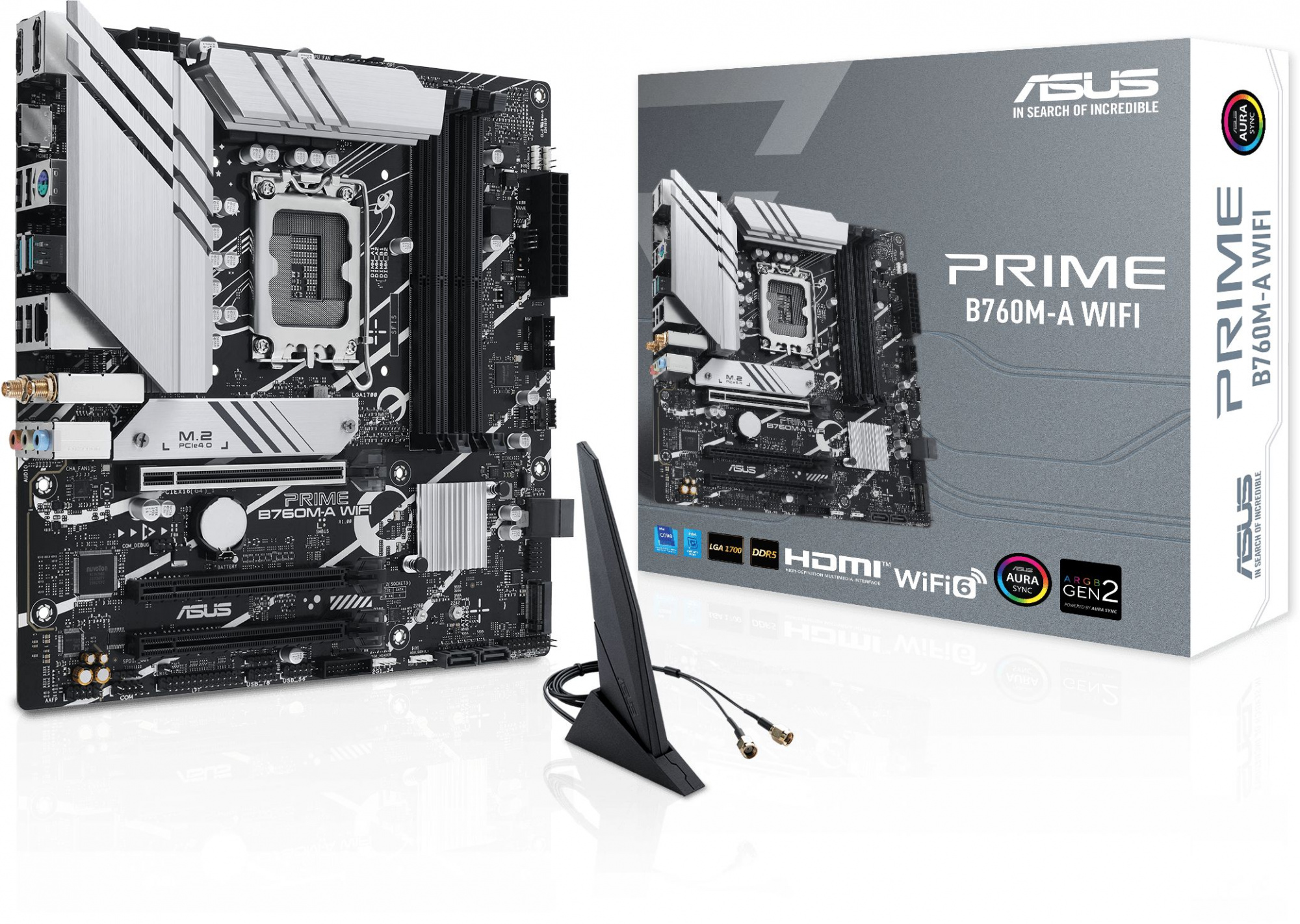 Материнская плата Asus PRIME B760M-A WIFI Soc-1700 Intel B760 4xDDR5 mATX AC`97 8ch(7.1) 2.5Gg RAID+HDMI+DP