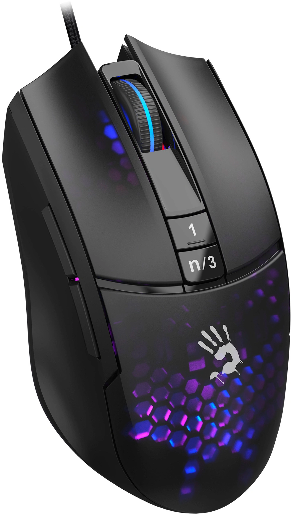 Мышь A4Tech Bloody L65 Max черный/фиолетовый оптическая 12000dpi USB 6but (L65 MAX/HONEYCOMB)