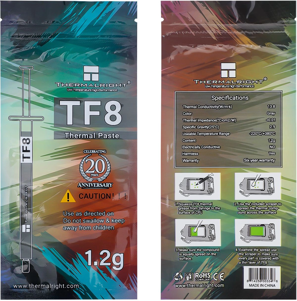 Термопаста Thermalright TF8-1.2G 13.8Вт/(м-К) шприц 1.2гр.