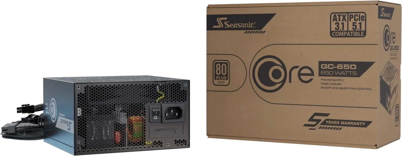 Блок питания Seasonic ATX 650W Core V2 GC-650 80+ gold (20+4pin) APFC 120mm fan 6xSATA RTL