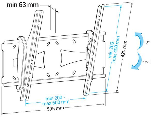 Кронштейн для телевизора Holder PTS-4006 черный 32"-60" макс.40кг настенный наклон