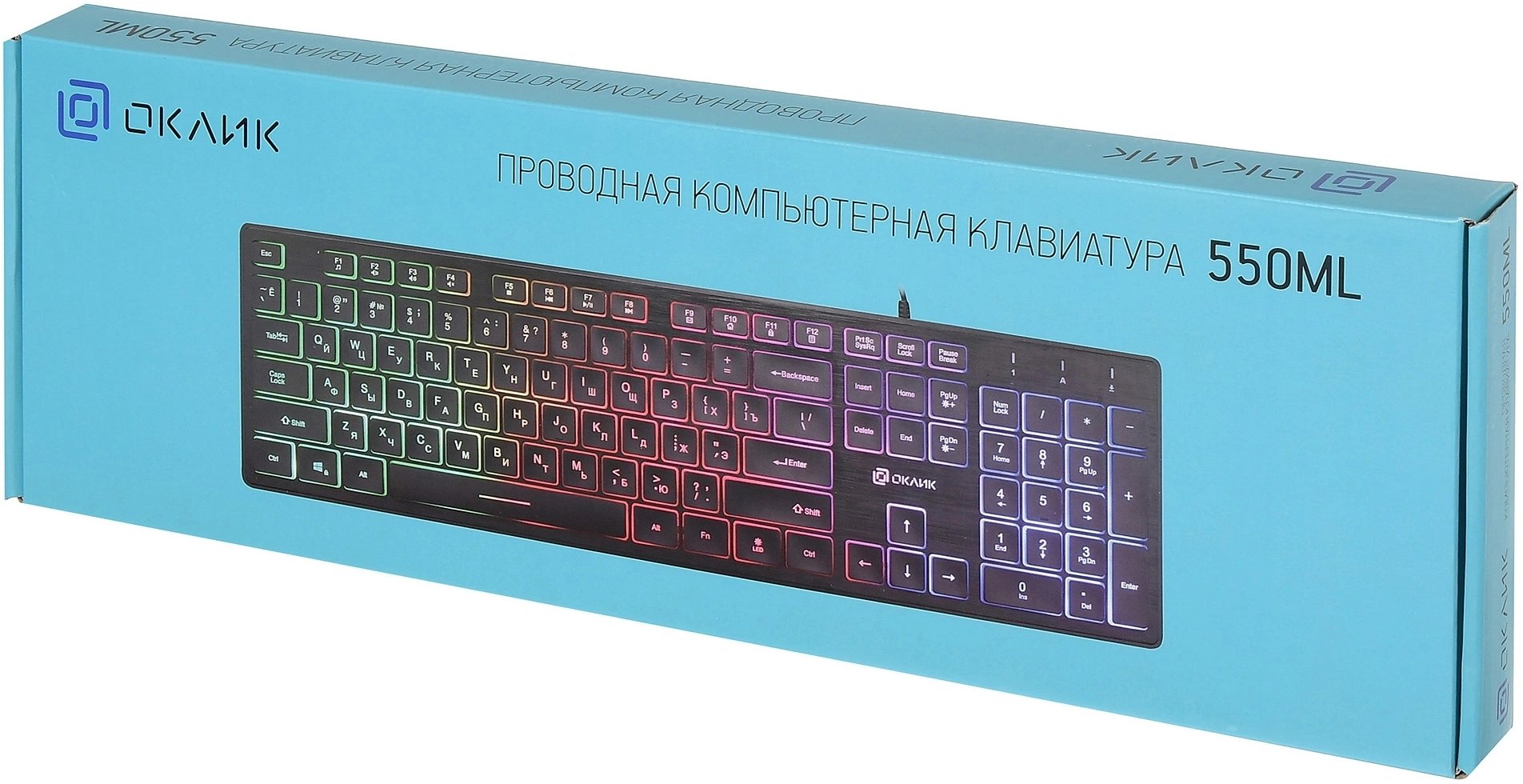 Клавиатура Оклик 550ML черный USB slim Multimedia LED (1061617)