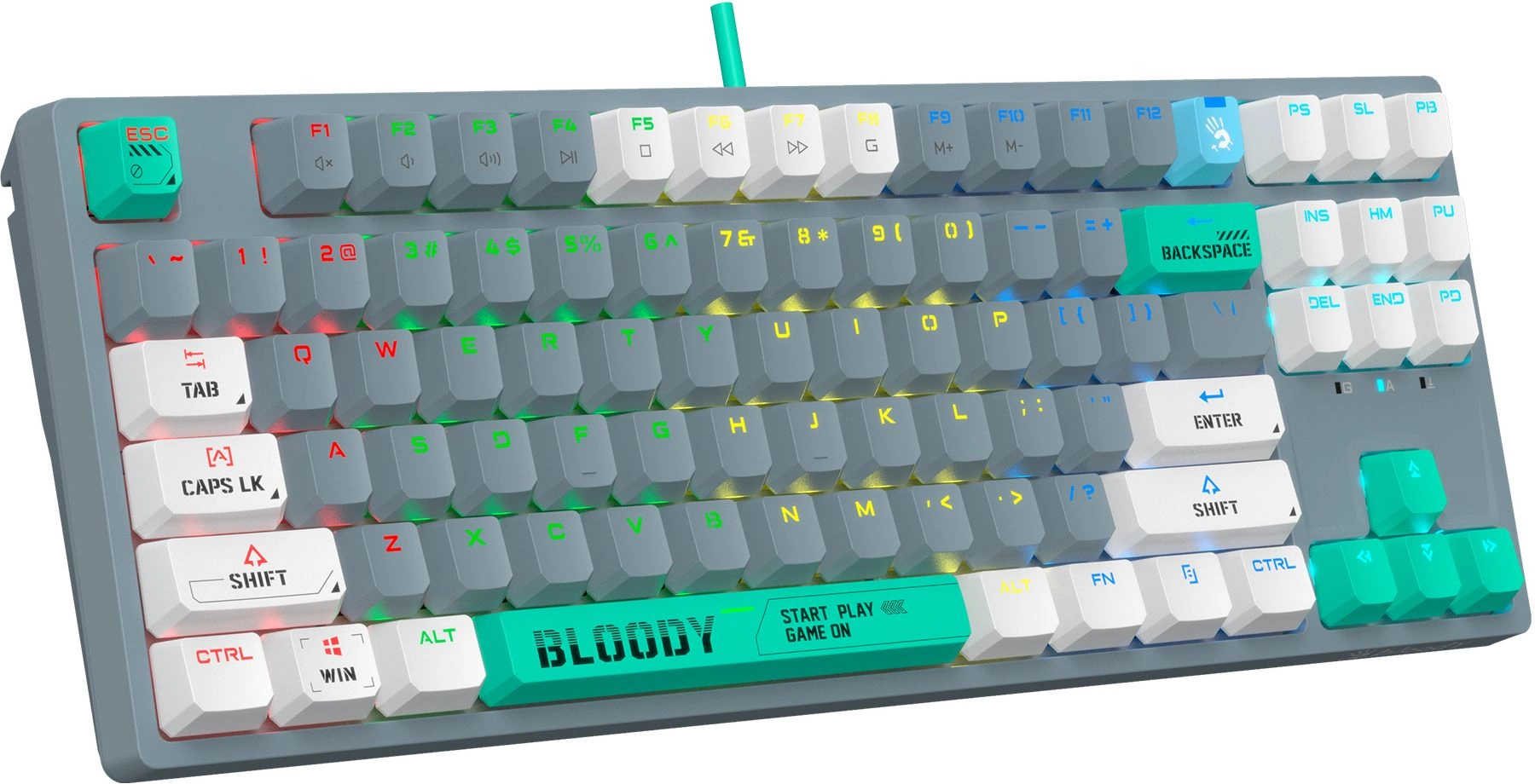 Клавиатура A4Tech S87 Energy механическая серый USB for gamer LED (S87 USB ENERGY ASH) кабель 1.8м