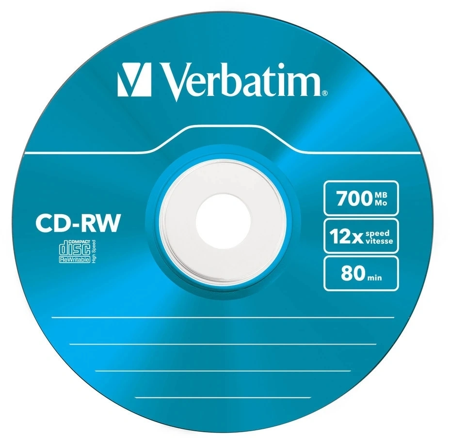 Диск CD-RW Verbatim 700Mb 12x Slim case (5шт) Color (43167)