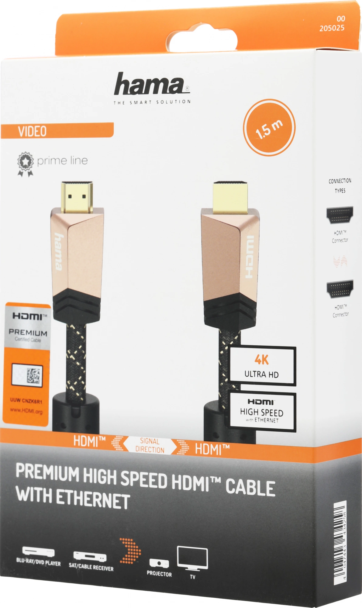 Кабель аудио-видео Hama Premium HDMI (m)/HDMI (m) 1.5м. феррит.кольца позолоч.конт. черный 5зв (00205025)