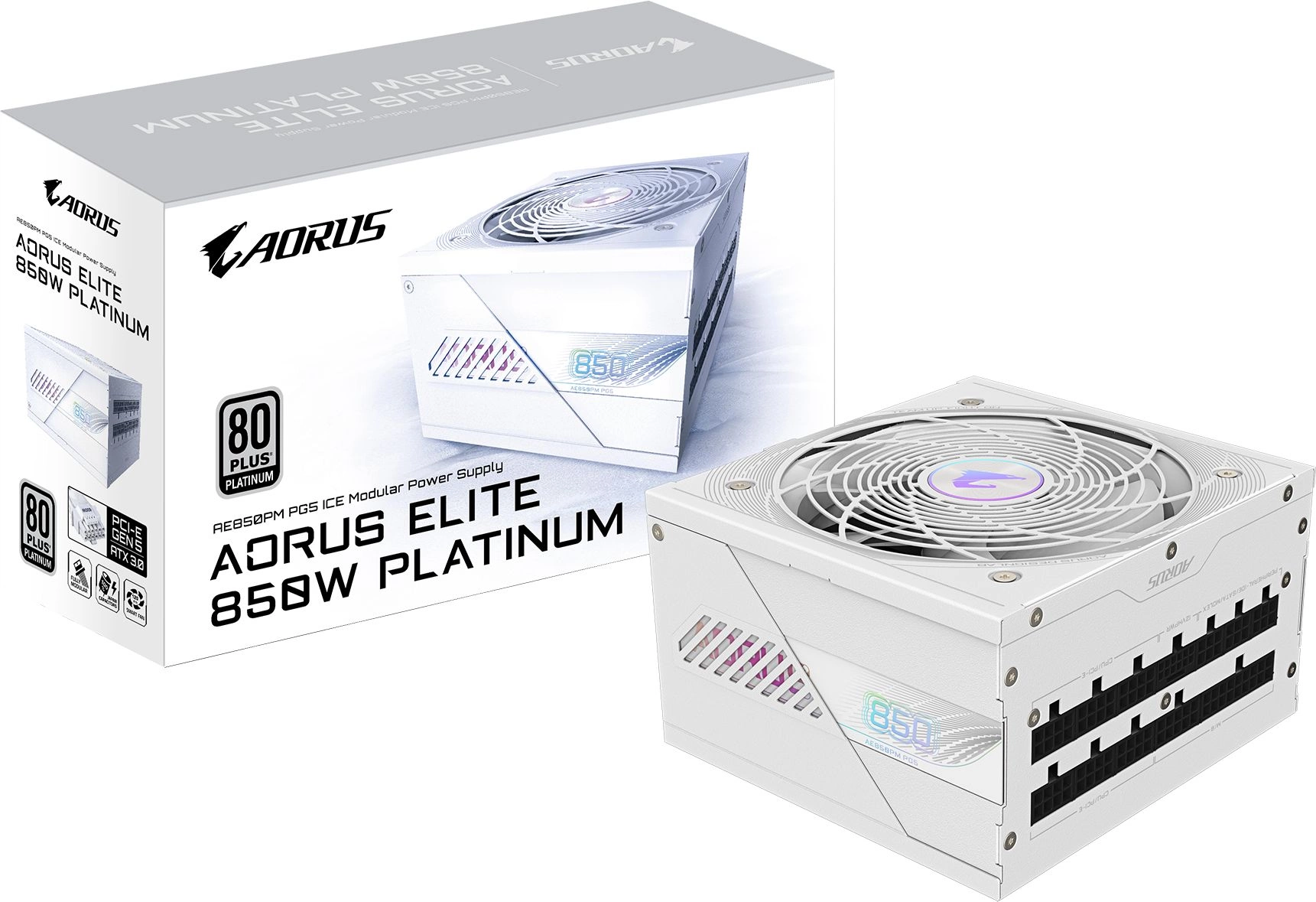 Блок питания Gigabyte ATX 850W GP-AE850PM PG5 ICE Gen.5 80+ platinum (20+4pin) APFC 120mm fan 8xSATA Cab Manag RTL