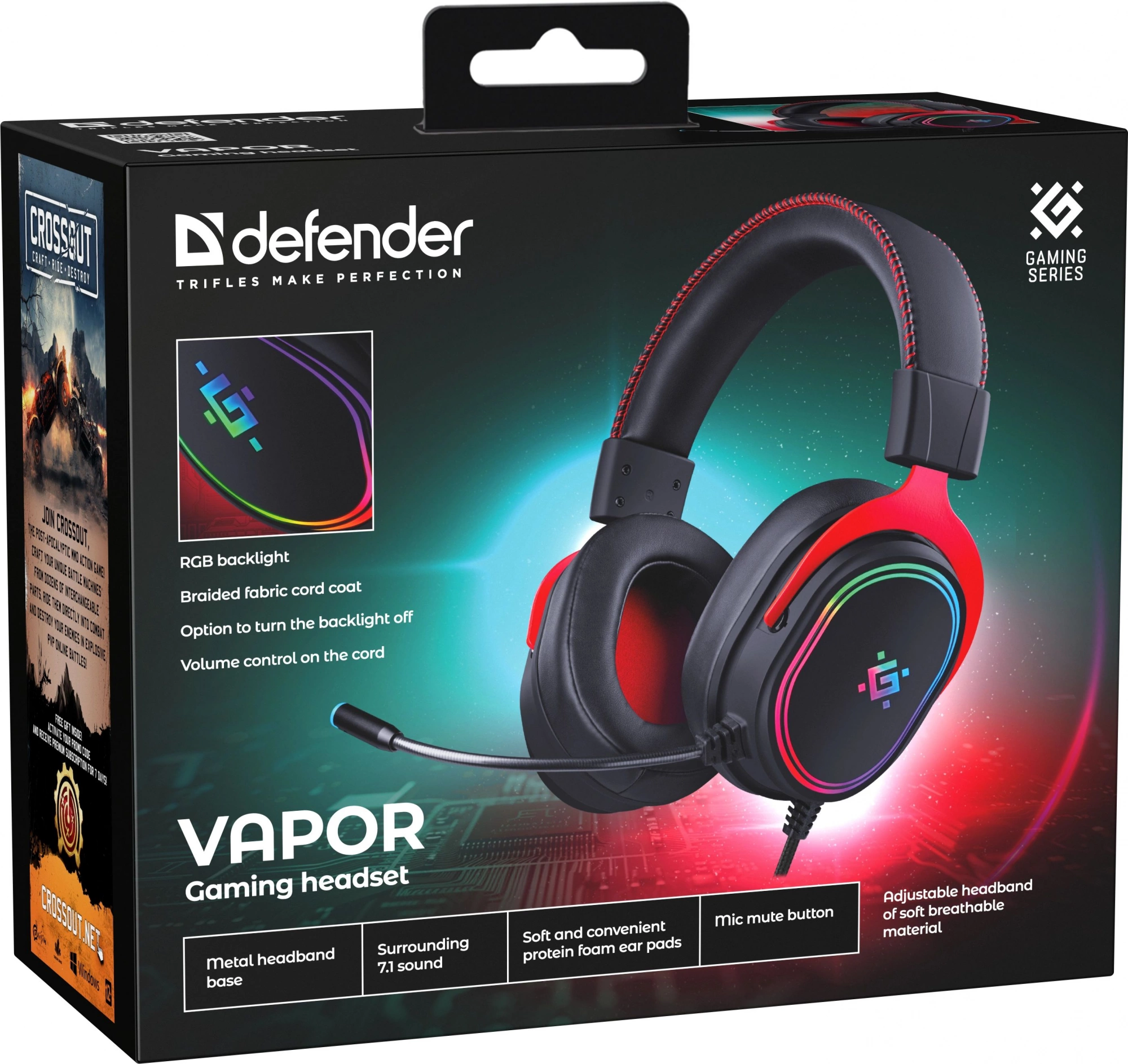 Наушники с микрофоном Defender Vapor черный 2.2м накладные USB оголовье (64584)