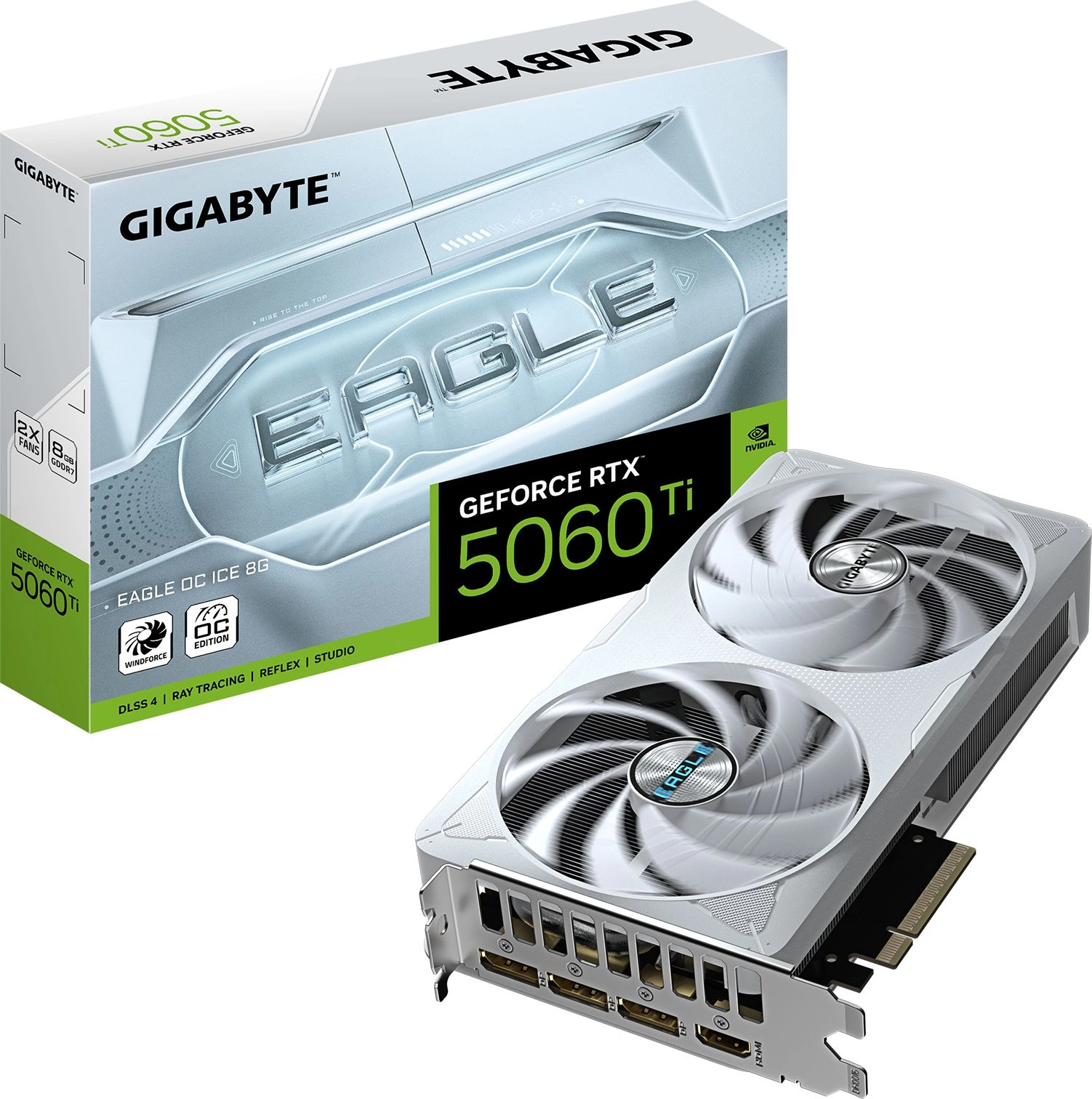 Видеокарта Gigabyte PCI-E 5.0 GV-N506TEAGLEOC ICE-8GD 1.0 NVIDIA GeForce RTX 5060TI 8Gb 128bit GDDR7 2572/28000 HDMIx1 DPx3 HDCP Ret