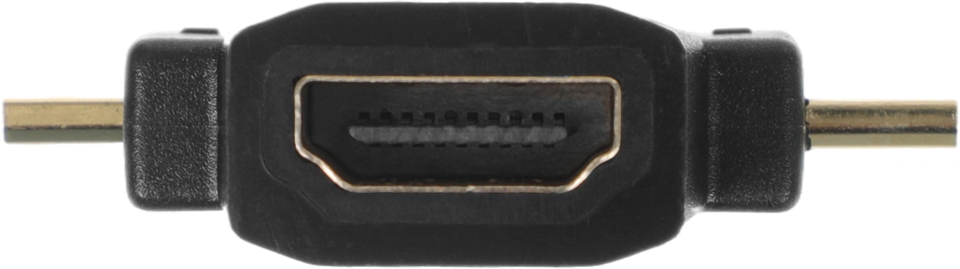 Переходник аудио-видео HDMI (f)/Micro HDMI (m)/Mini HDMI (m) черный (+ Mini HDMI (Male))