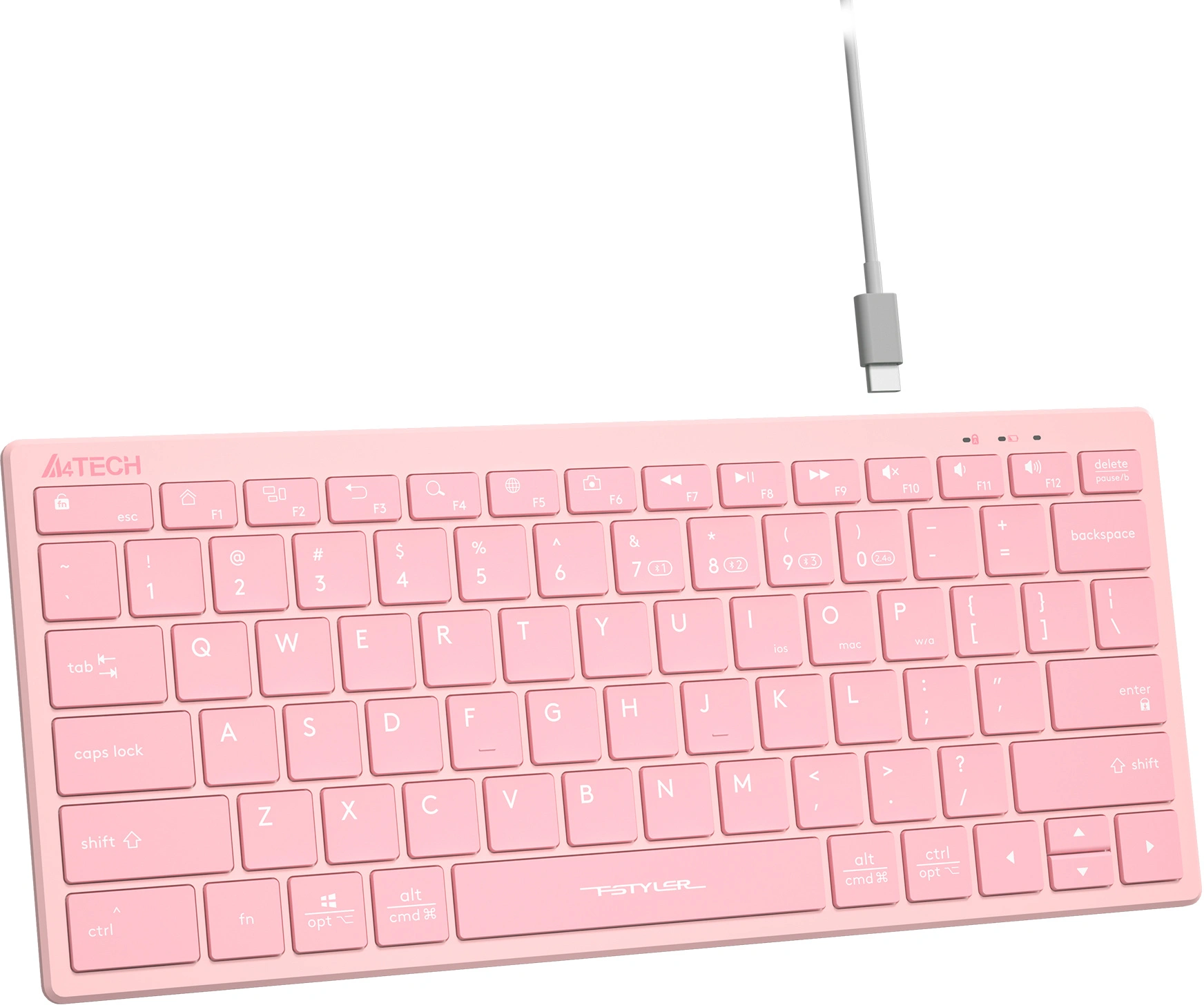 Клавиатура A4Tech FBX51C розовый USB беспроводная BT/Radio slim Multimedia (FBX51C PINK)