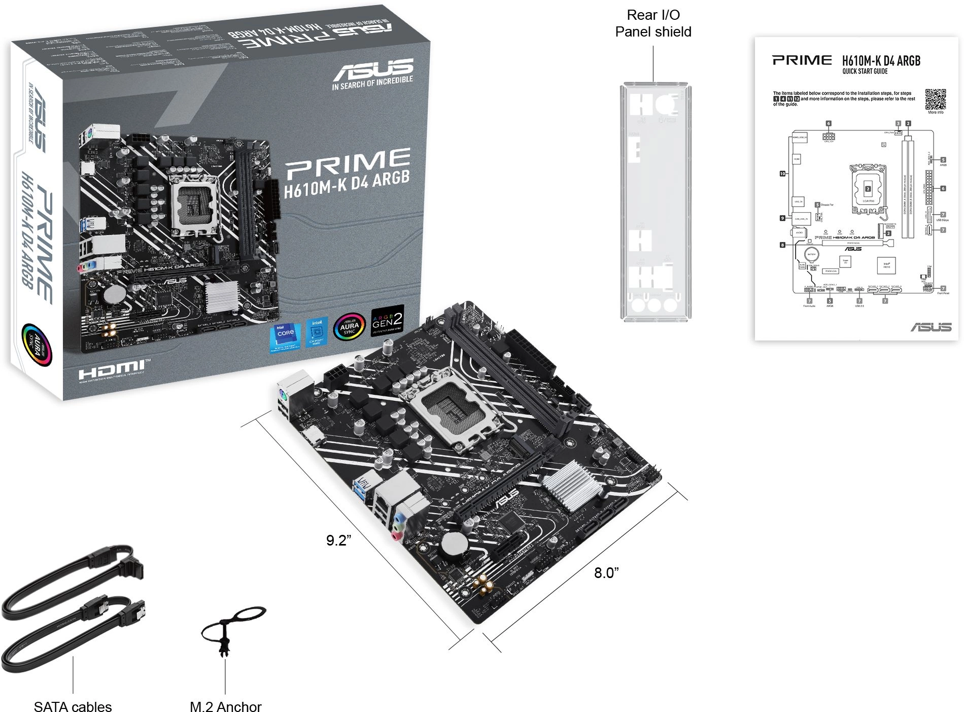 Материнская плата Asus PRIME H610M-K D4 ARGB Soc-1700 Intel H610 2xDDR4 mATX AC`97 8ch(7.1) GbLAN+HDMI
