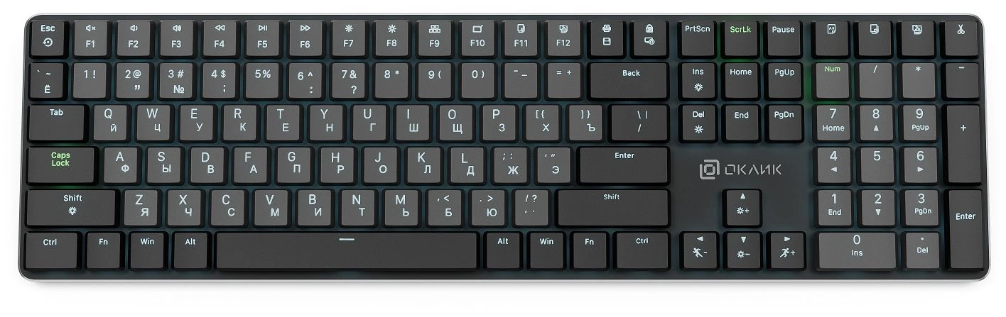 Клавиатура Оклик K953X механическая черный/серый USB Multimedia LED (1901086)