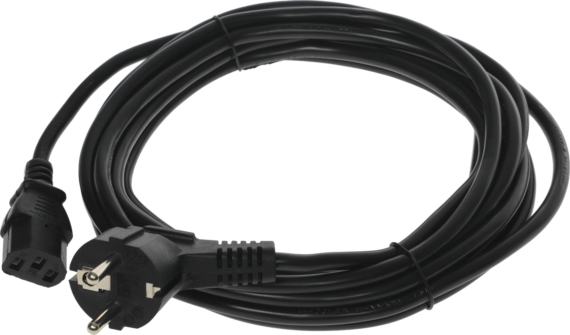 Кабель Buro BU-PCAB-5M-16A IEC C13 Евровилка угловой 5м