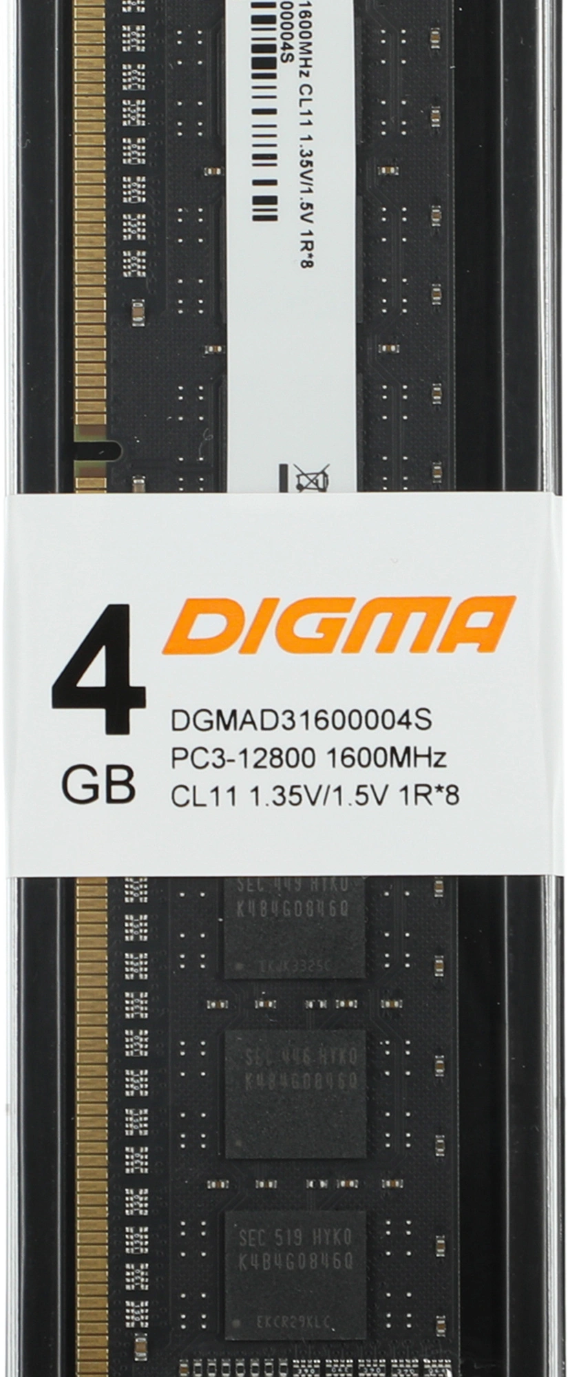 Память DDR3 4GB 1600MHz Digma DGMAD31600004S RTL PC3-12800 CL11 DIMM 240-pin 1.35В single rank Ret