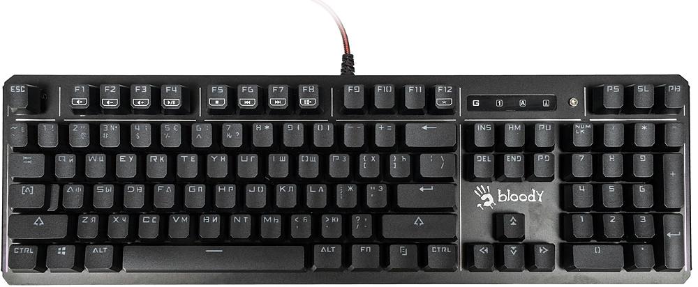 Клавиатура A4Tech B975 механическая черный USB Multimedia for gamer LED (подставка для запястий) кабель 1.8м