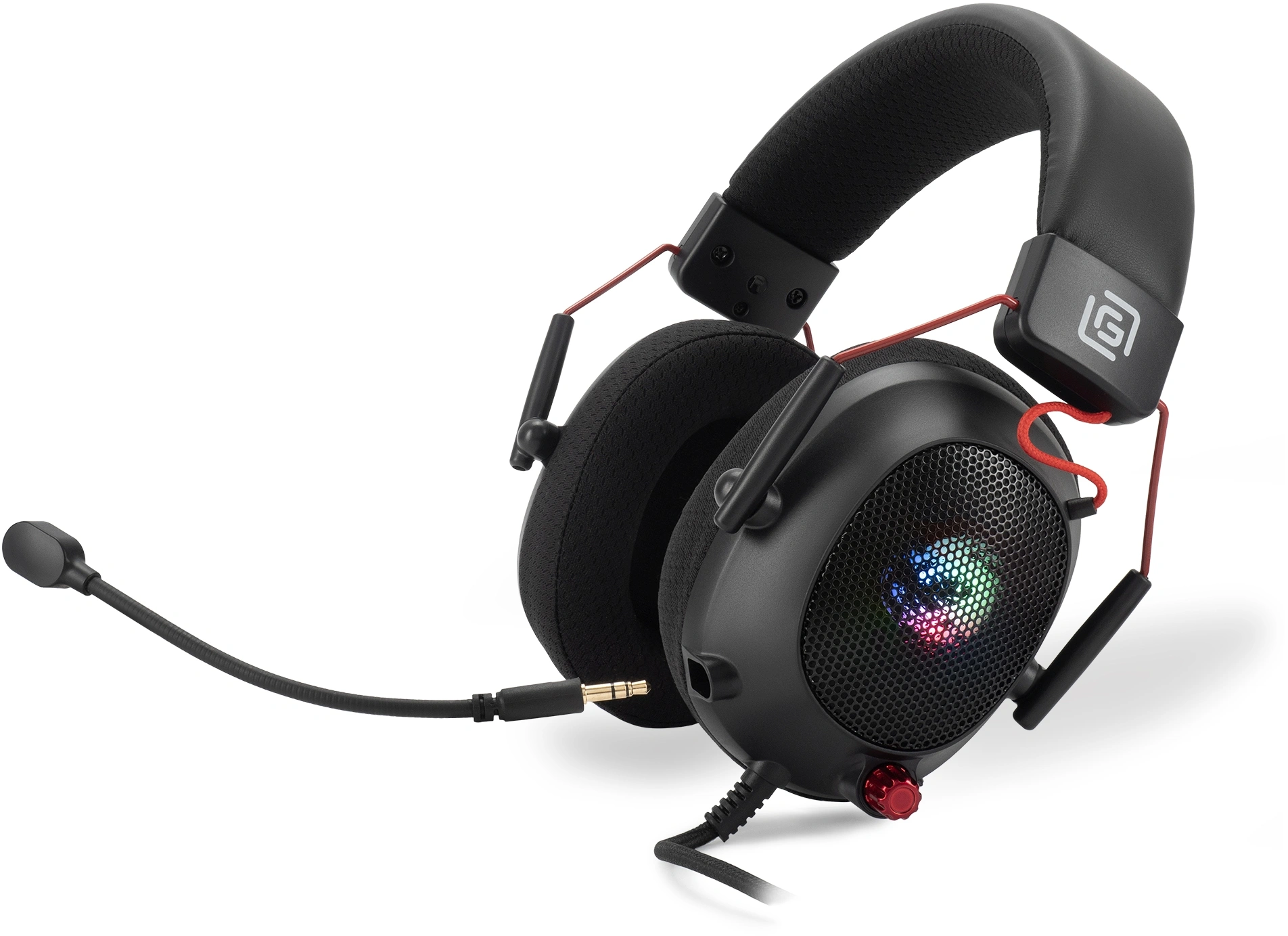 Наушники с микрофоном Оклик HS-L305G черный/красный 2м мониторные оголовье (2060511)