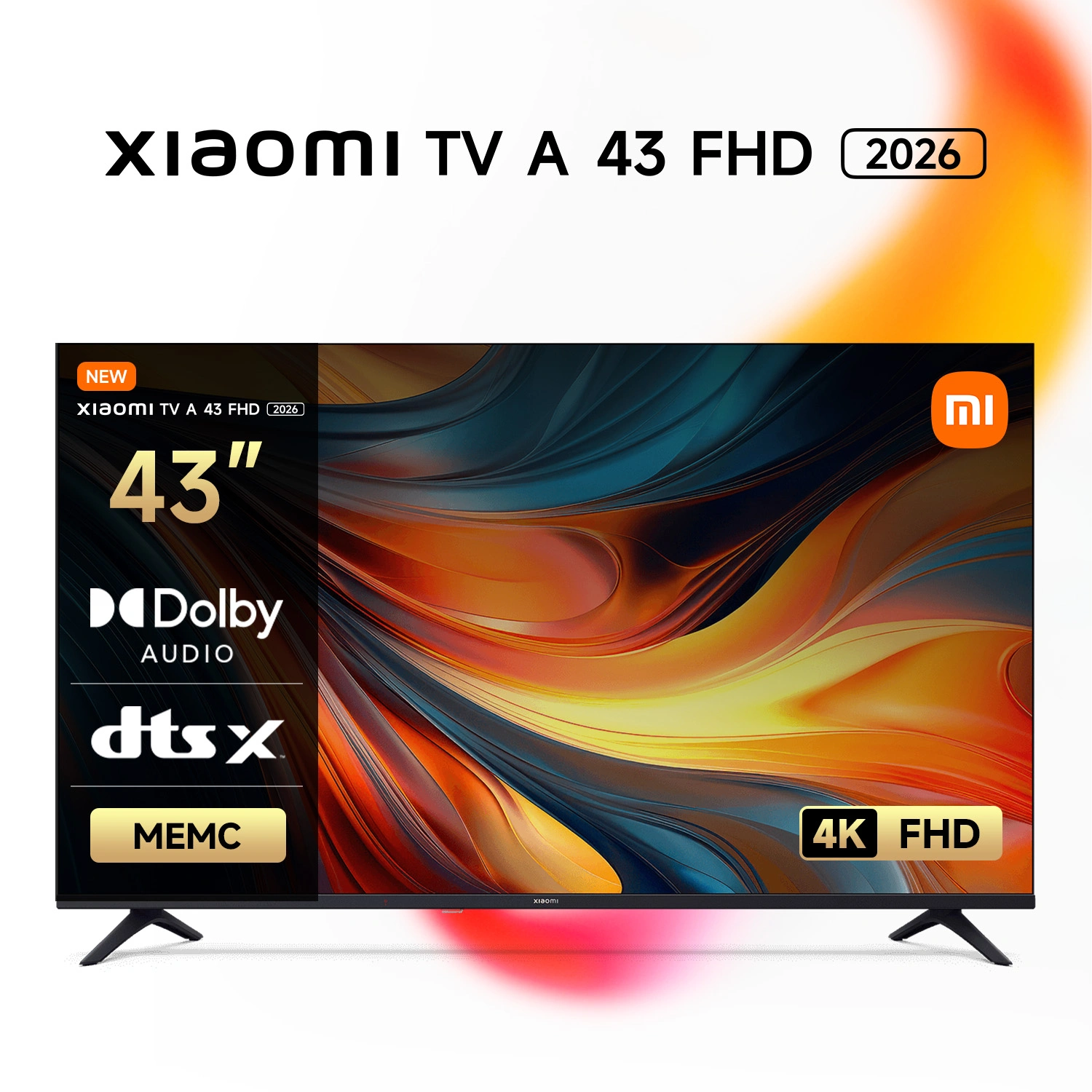 Телевизор LED Xiaomi 43" TV A 43 FHD 2026 черный FULL HD 60Hz DVB-T2 DVB-C DVB-S2 USB WiFi Smart TV