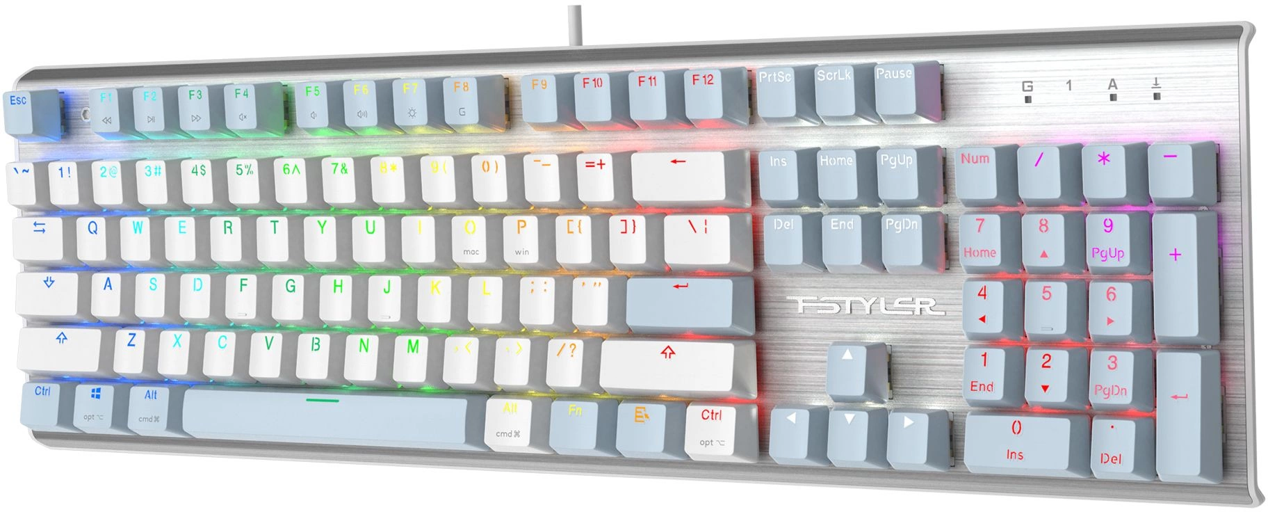 Клавиатура A4Tech FS100 механическая синий USB for gamer LED кабель 1.8м