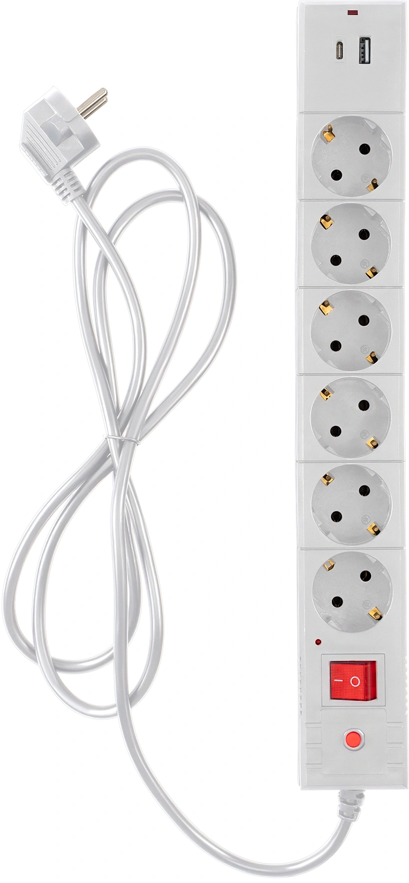 Сетевой фильтр Buro BU-SP5_USB_2A-W 5м (6 розеток) белый (коробка)