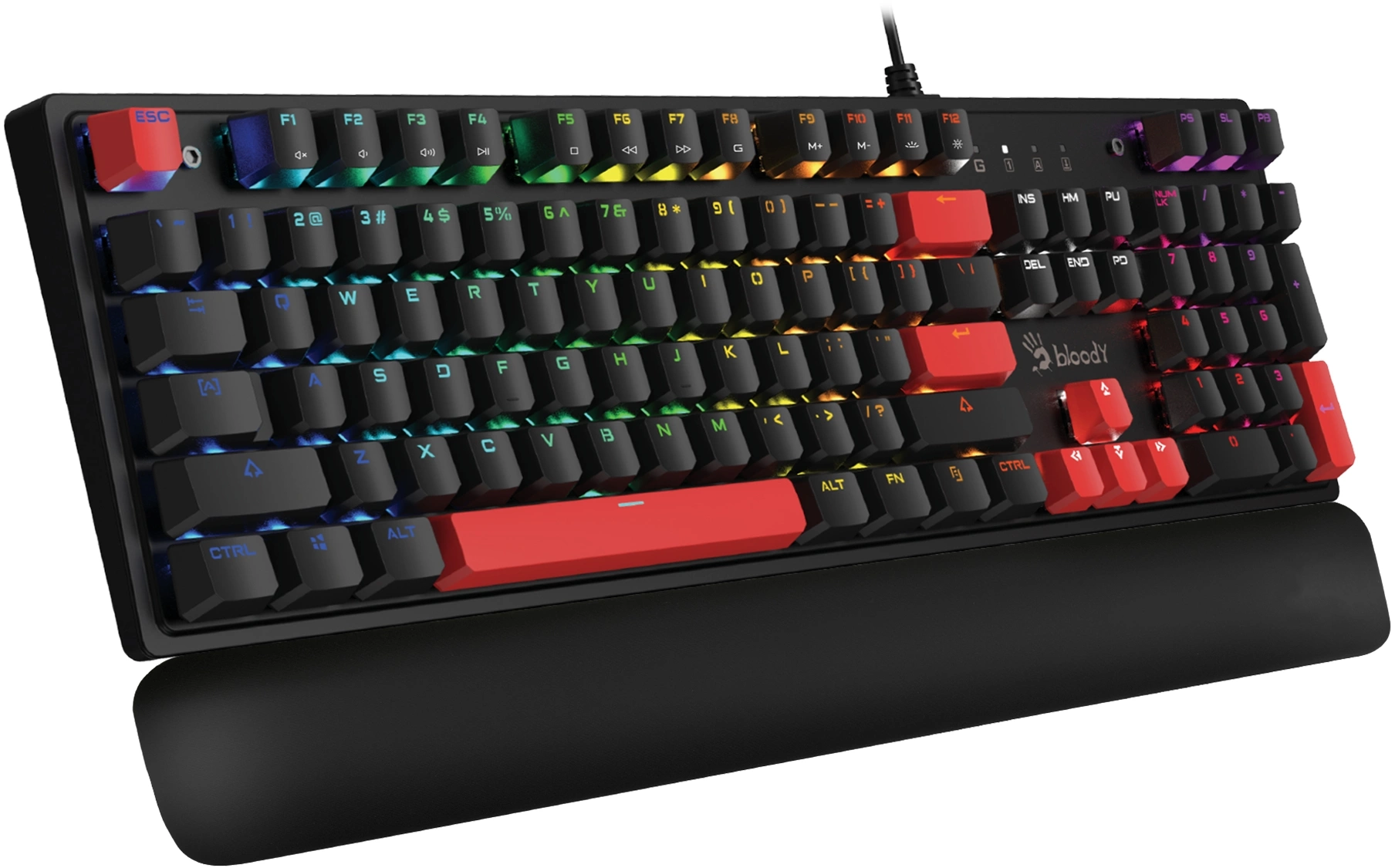 Клавиатура A4Tech S515R механическая черный USB for gamer LED (подставка для запястий) (S515R FIRE BLACK) кабель 1.8м