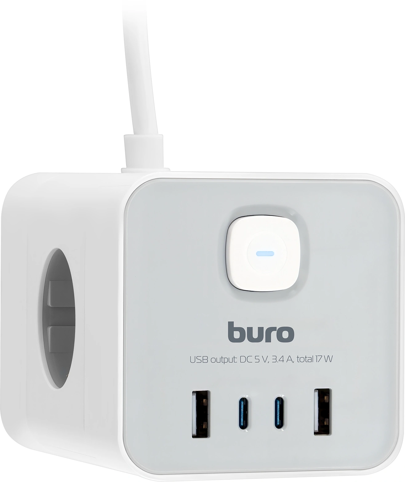 Сетевой удлинитель Buro BU-PTE4.1UC-W 1.5м (4 розетки) белый (коробка)