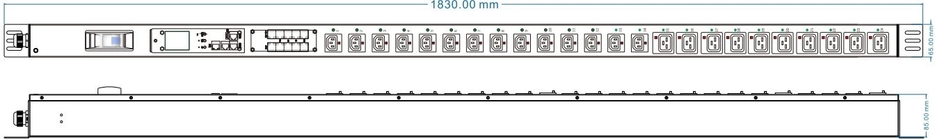 Блок распределения питания Powercom PDU-32AVMS24-14C3-10C9-1P