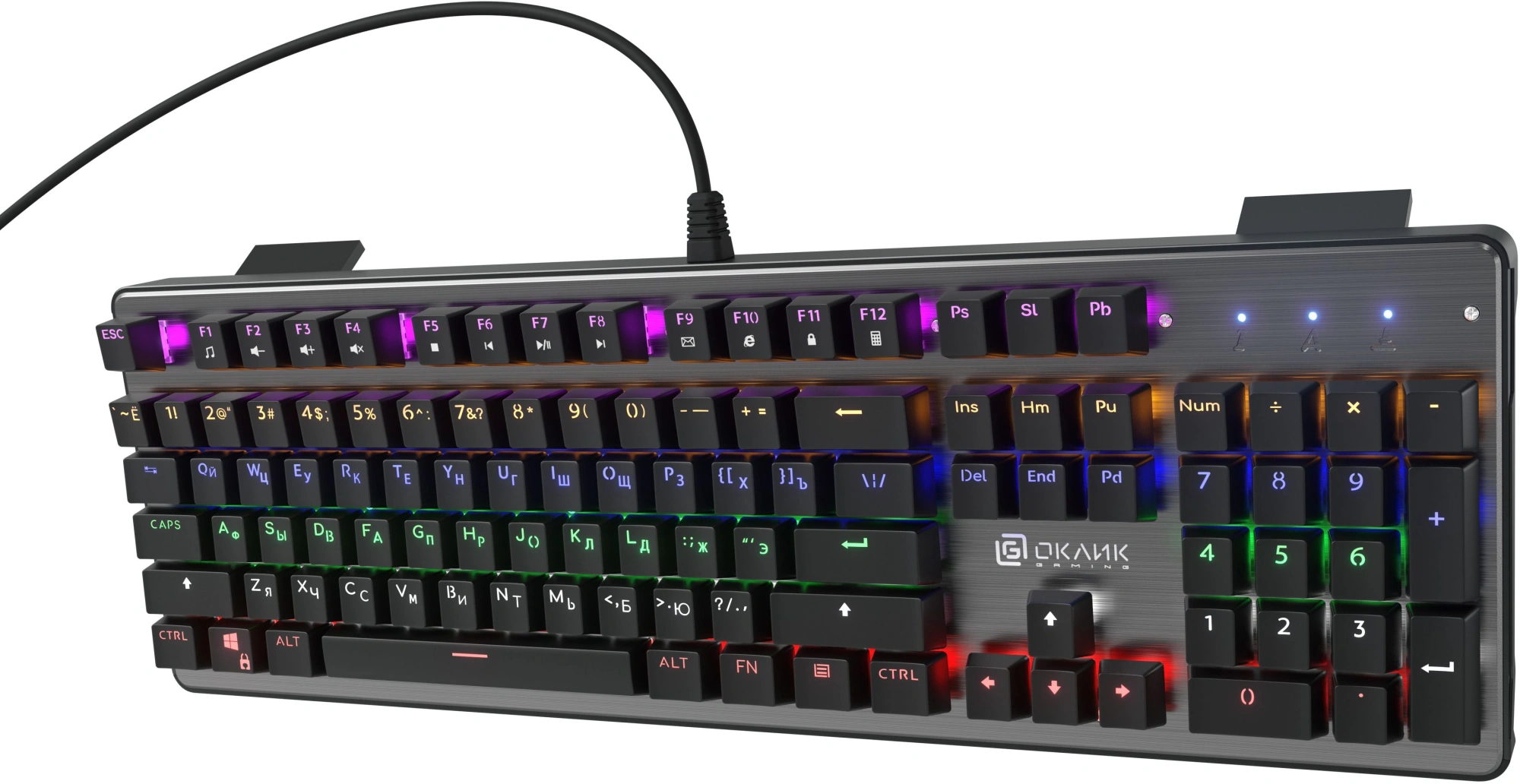 Клавиатура Оклик 970G Dark Knight механическая черный/серебристый USB for gamer LED