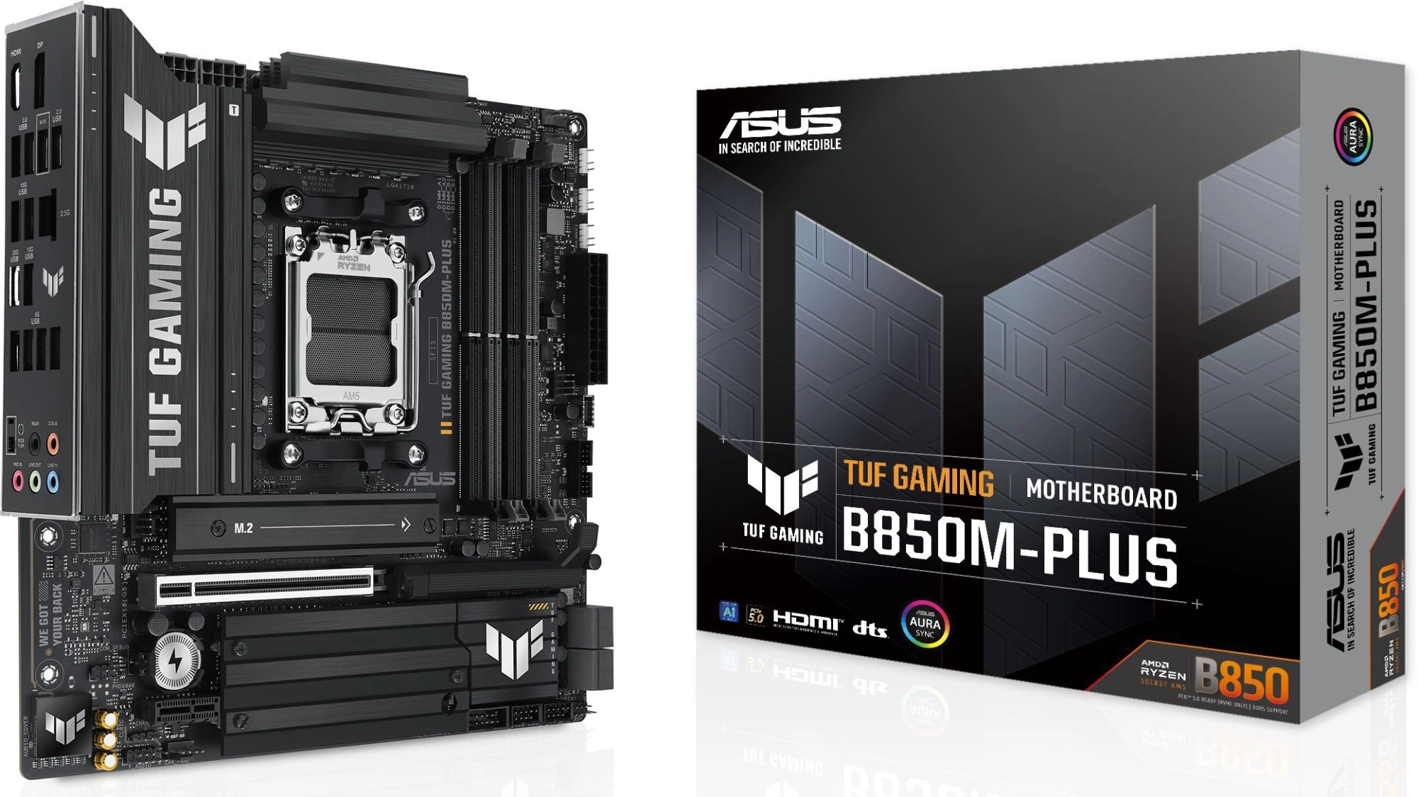 Материнская плата Asus TUF GAMING B850M-PLUS Socket AM5 AMD B850 4xDDR5 mATX AC`97 8ch(7.1) 2.5Gg RAID+HDMI+DP