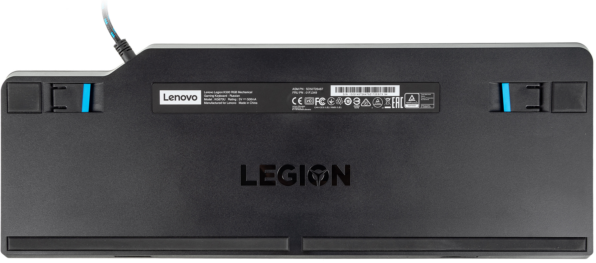 Клавиатура Lenovo K500 RGB механическая черный USB Multimedia for gamer LED (подставка для запястий) (GY40T26479) кабель 1.8м