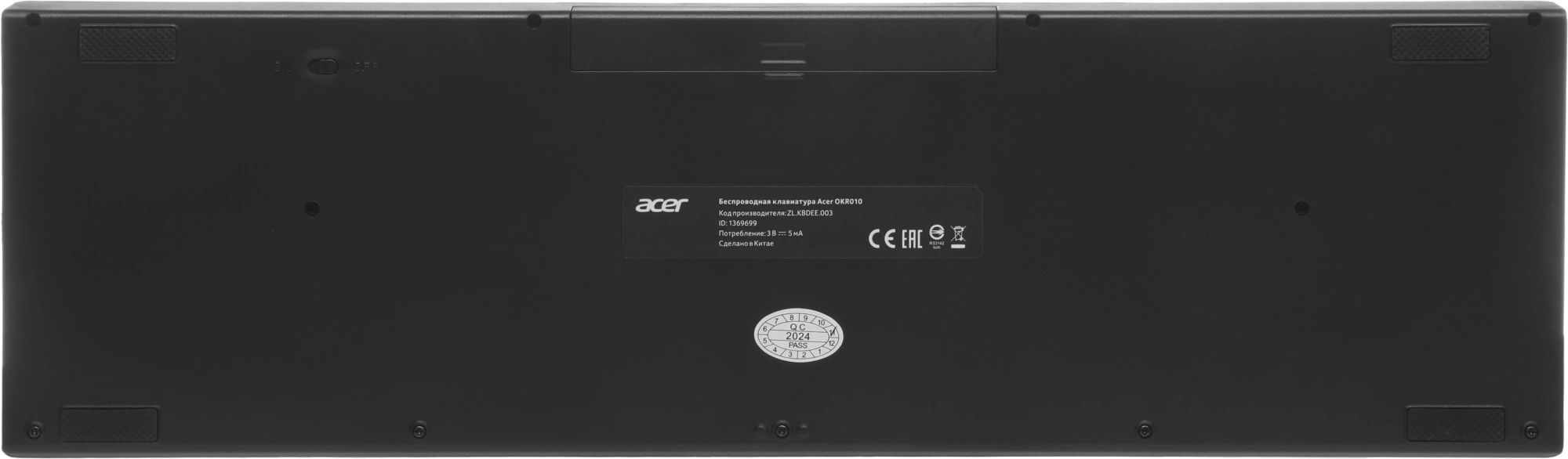 Клавиатура Acer OKR010 черный USB беспроводная slim Multimedia (ZL.KBDEE.003)
