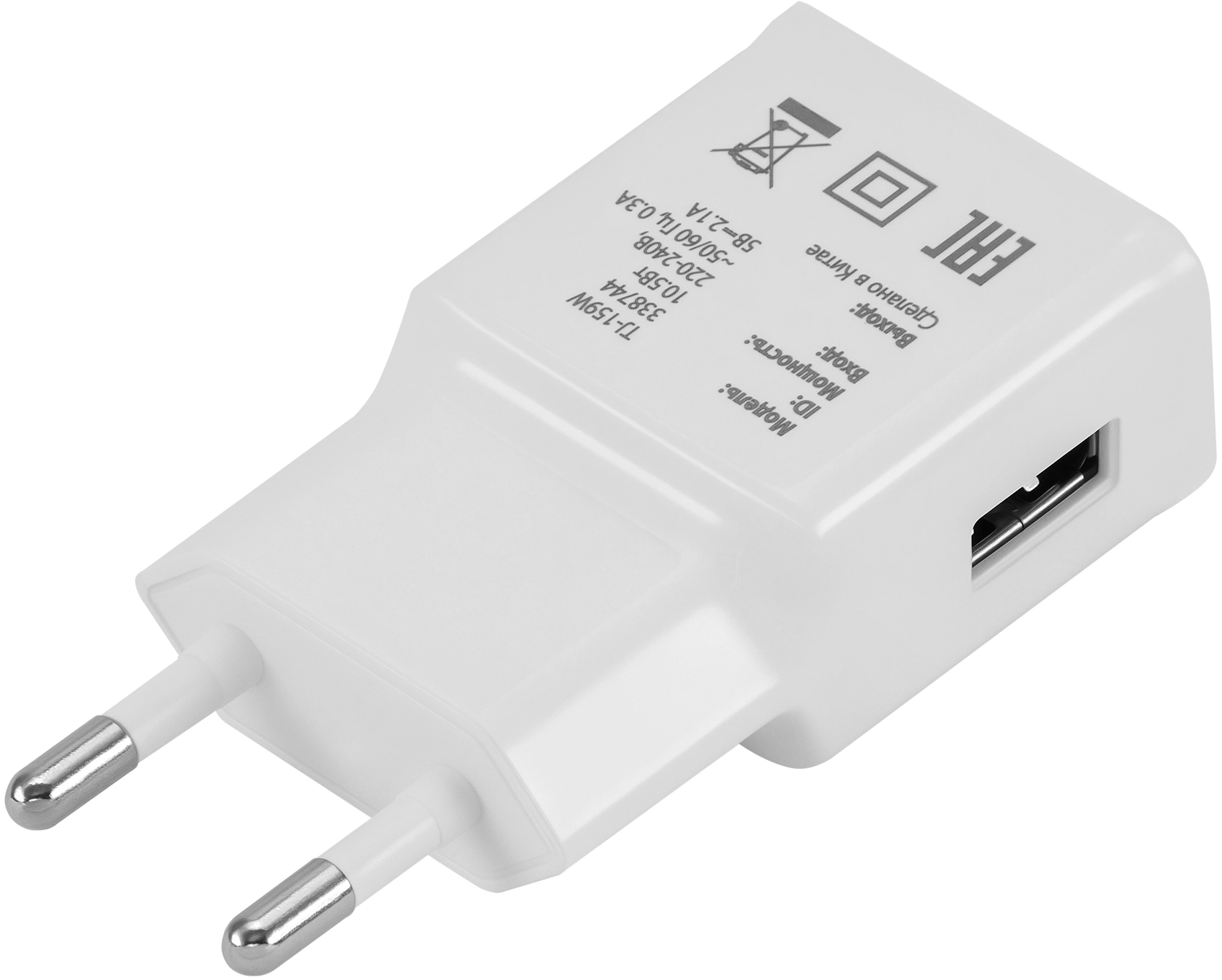 Сетевое зар./устр. Buro TJ-159w 10.5W 2.1A USB-A универсальное белый